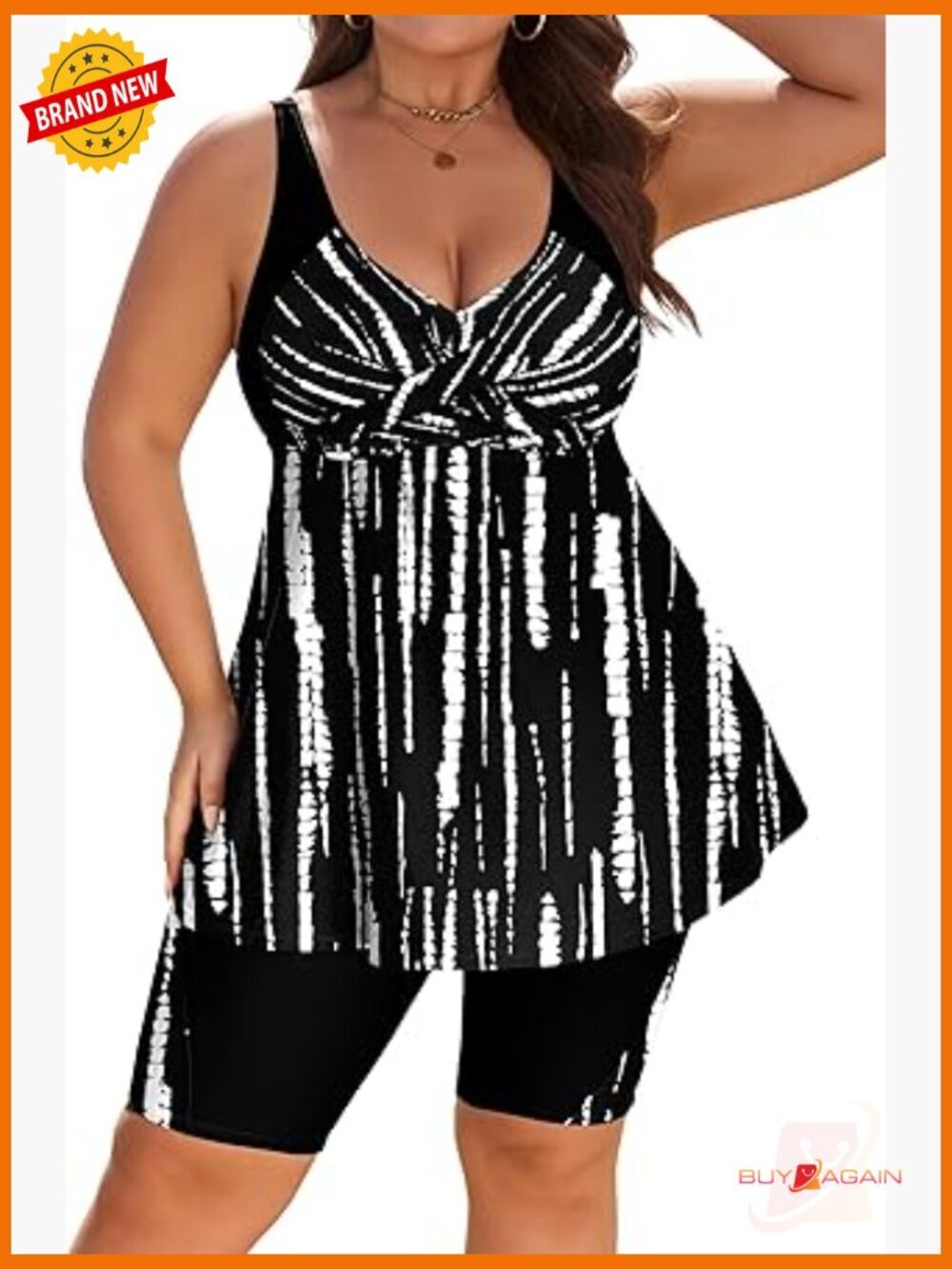 Plus Size Tankini Set with Tummy Control and Full Coverage